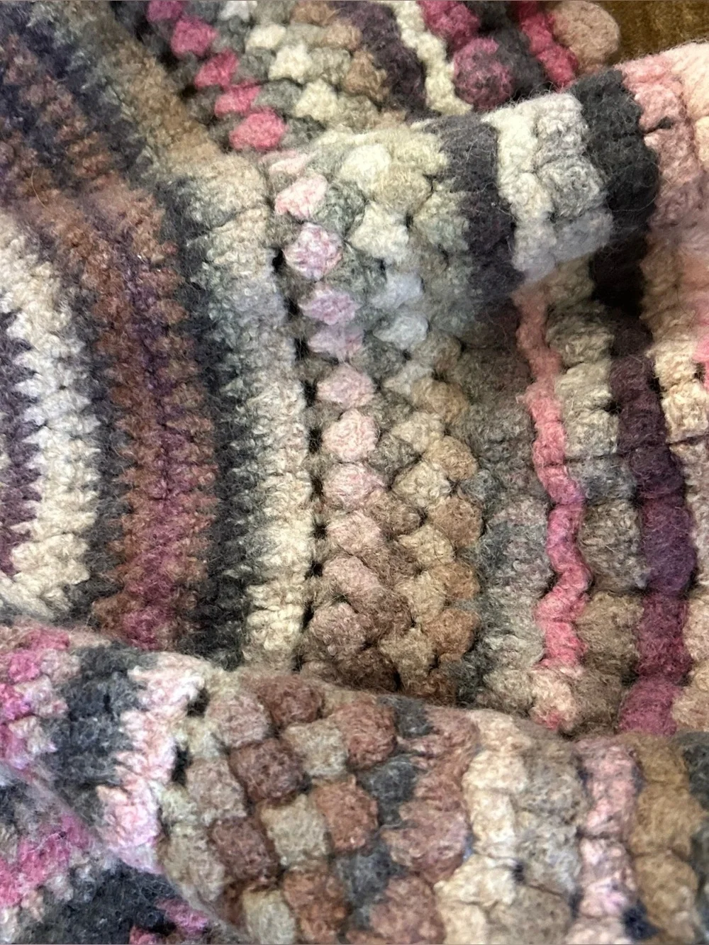 Handmade Circular Crochet Wool Ripple  Multicolor Afghan Throw Blanket # 0715269